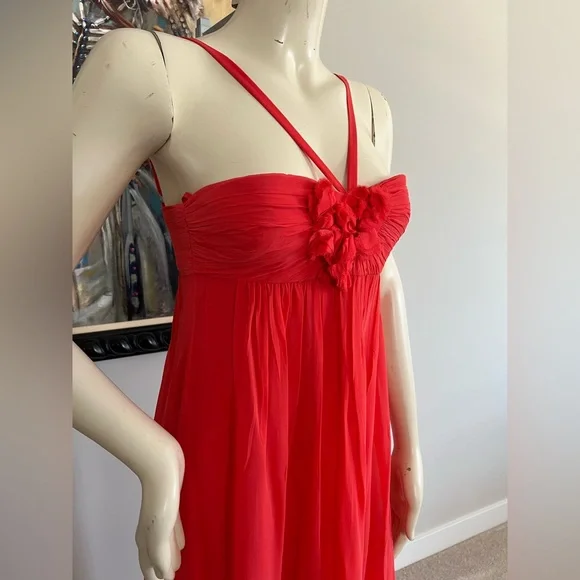 BCBGMaxAzria Vibrant Red 100% Silk Maxi Dress – Size 0 - Picture 7 of 16
